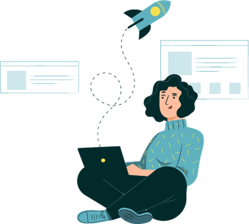 Ilustración: emprendedora trabajando de forma remota
