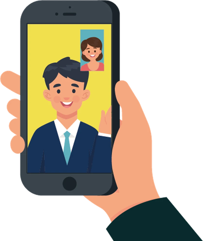 Ilustración: videollamada desde el celular