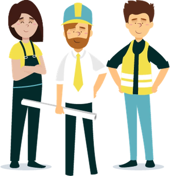 Ilustración: equipo de trabajadores